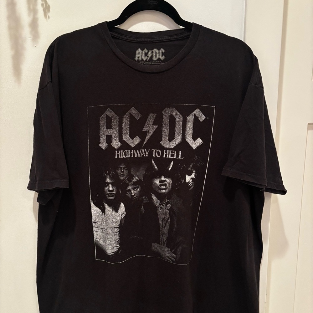 AC/DC Highway to Hell Black Oversized Graphic T-Shirt Men's Size 2XL 100% Cotton - Picture 2 of 6